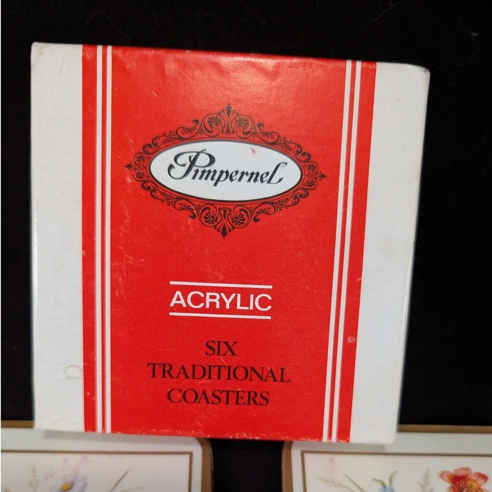 Pimpernel North American Wild Flowers Acrylic Coasters 6 Cork Back‎ England
